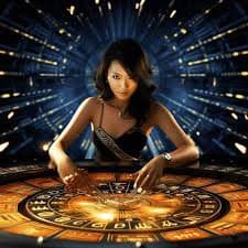 Tampilan antarmuka live casino dengan meja blackjack dan roulette
